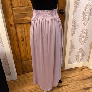 Smocked Waist Maxi Skirt in Light Lilac